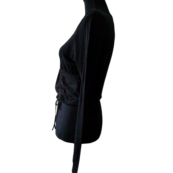 Black Ruched Long Sleeve Top - Picture 5 of 10